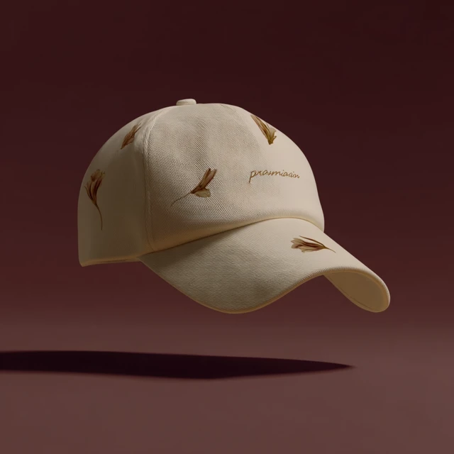 Beige Cap Streetwear Design With Floral Embroidery