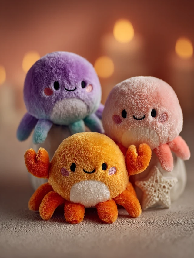 Cute Plush Crab and Jellyfish Dolls