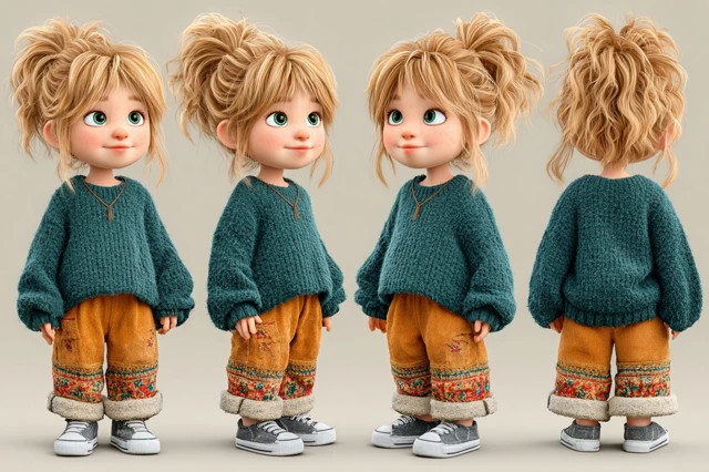 Adorable Child Character Turnaround Disney Pixar 3D