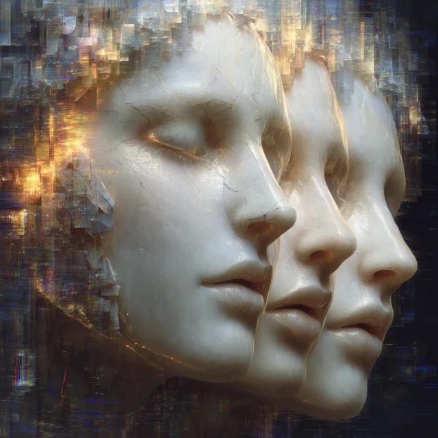 Robot Face Glitch Art Fusion