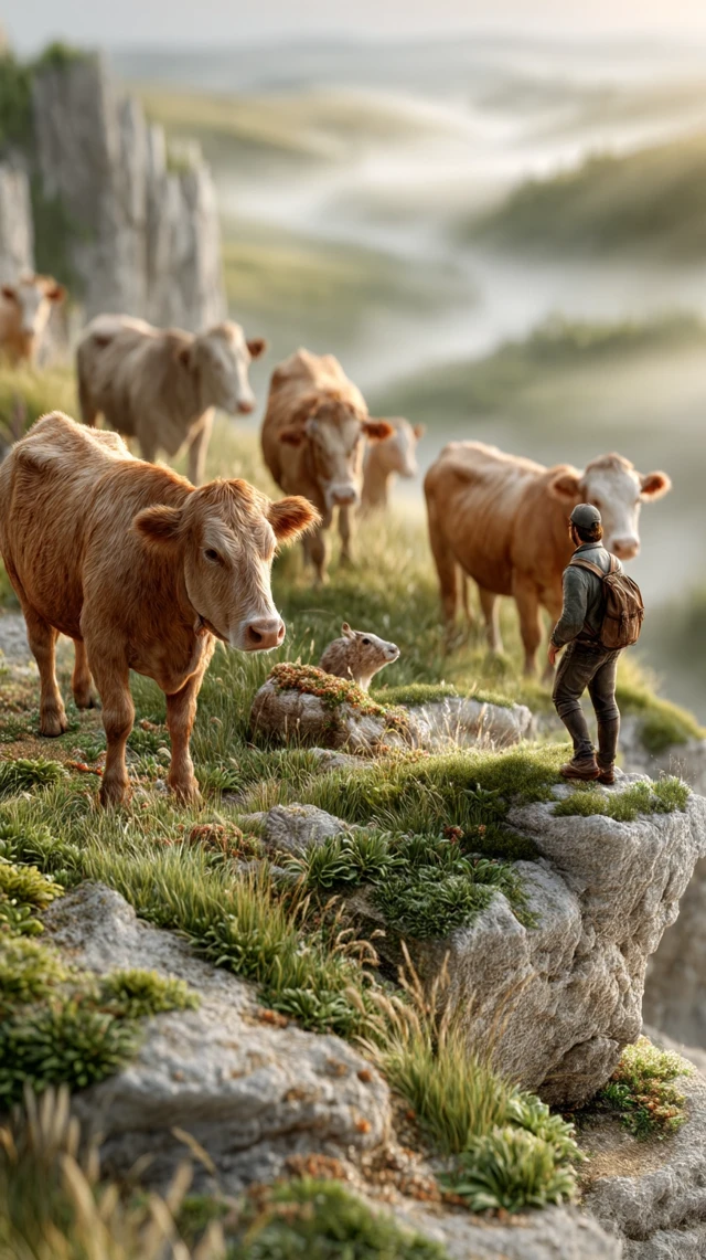 Jura Pasture Sunrise Photograph Cows and Hills