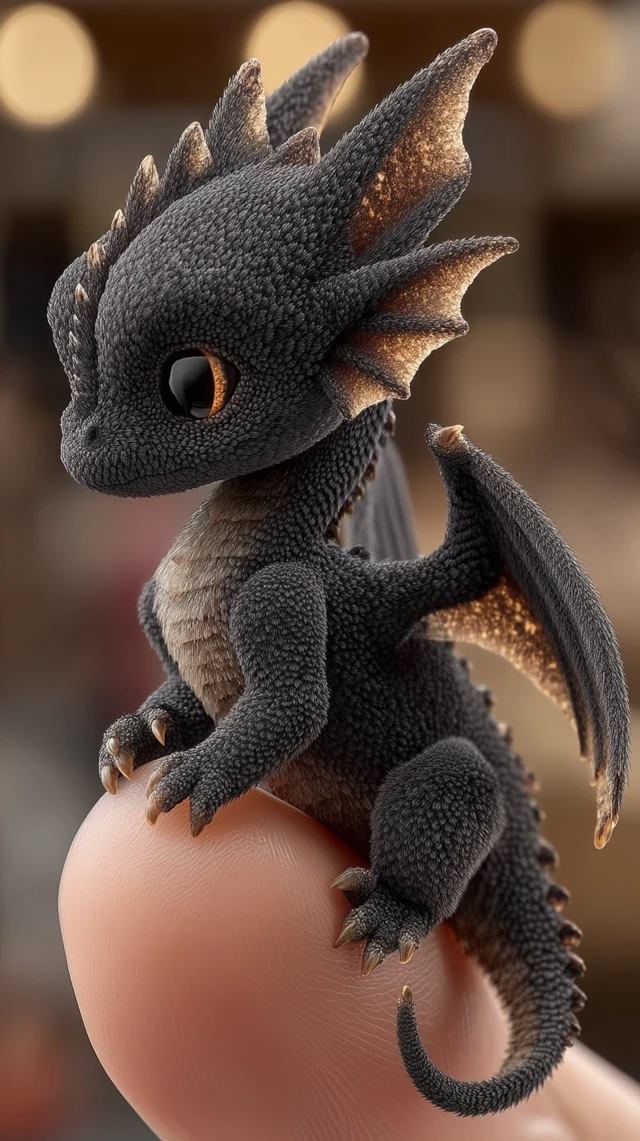 Adorable Black Dragon Tiny Enough for Your Palm