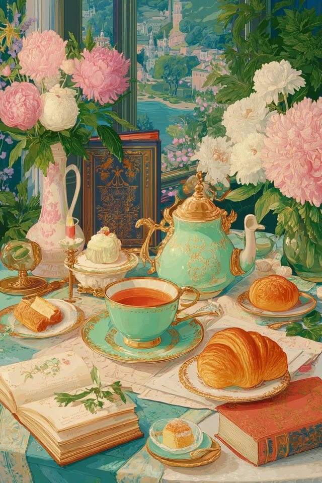 Parisian Tea Time: Belle Epoque Illustration