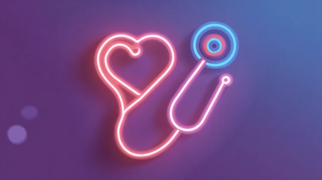 Futuristic Heart Stethoscope Icon Design