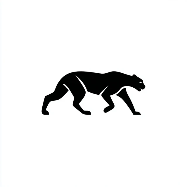Mountain Lion Vector Icon Black Drawing