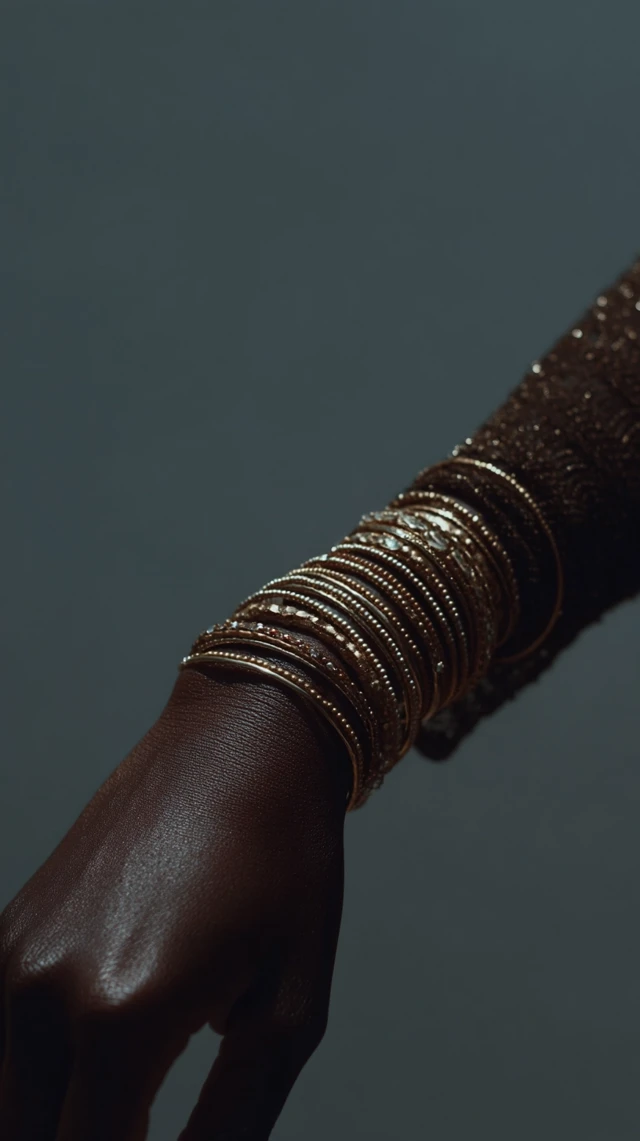 Gold Bracelet Arm: Black Woman, Elegant Jewelry