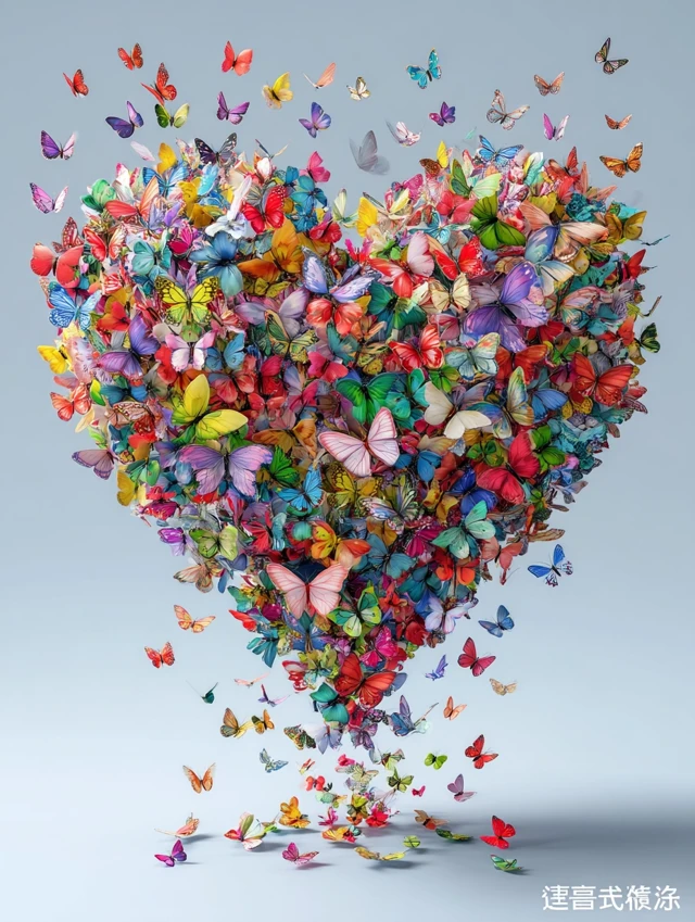 Heart Explosion Butterflies Beautiful Illustration