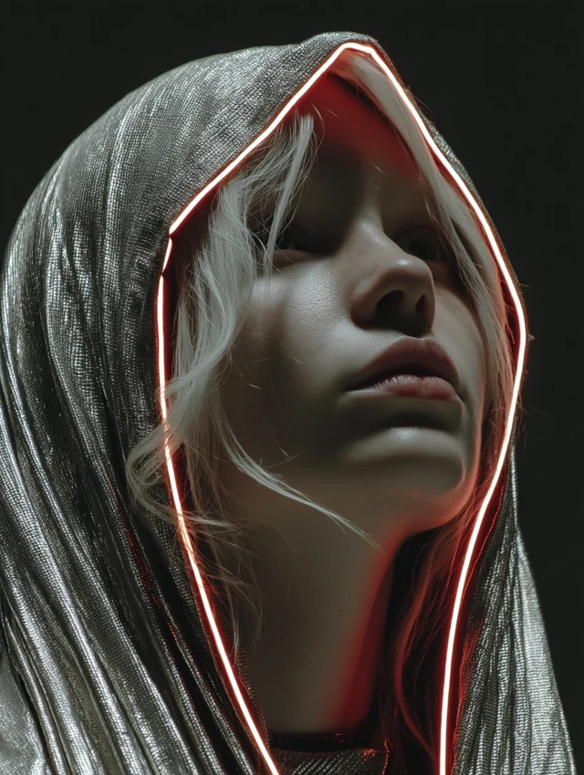 Mystic Illusionist In Neon Silver Cloak