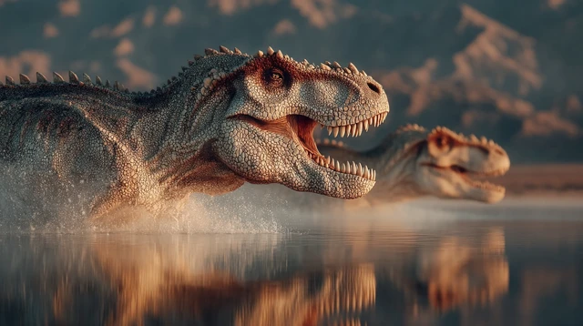 Ceratosaurus Ambush Stegosaurus At Watering Hole