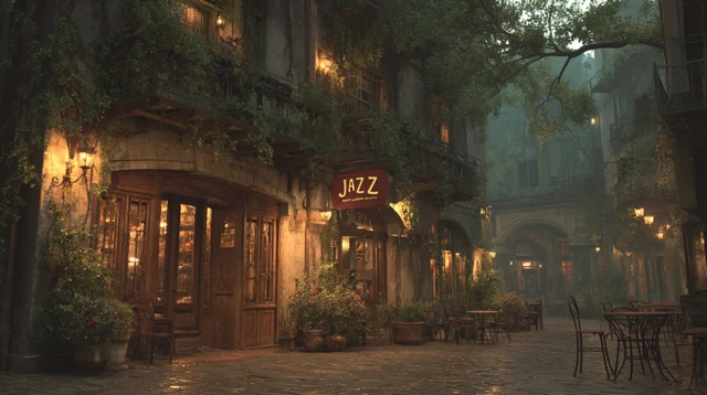 Vintage Jazz Bar Night Scene Cinematic Photography