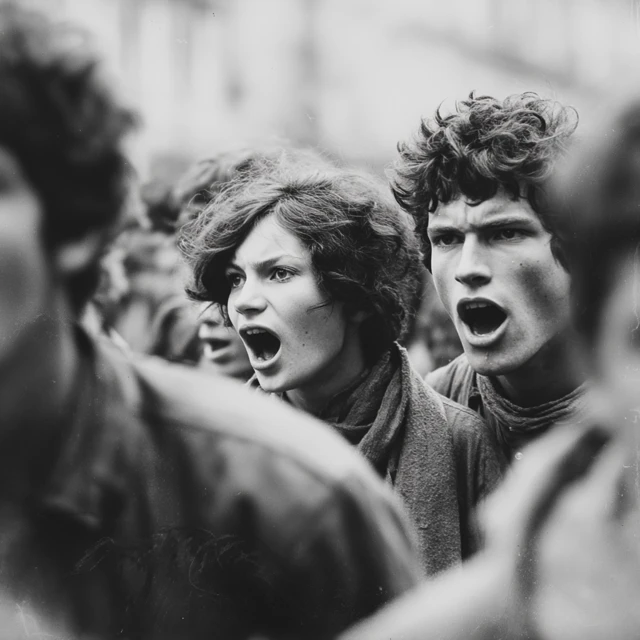 Paris May 1968 Student Protest Black and White Photo