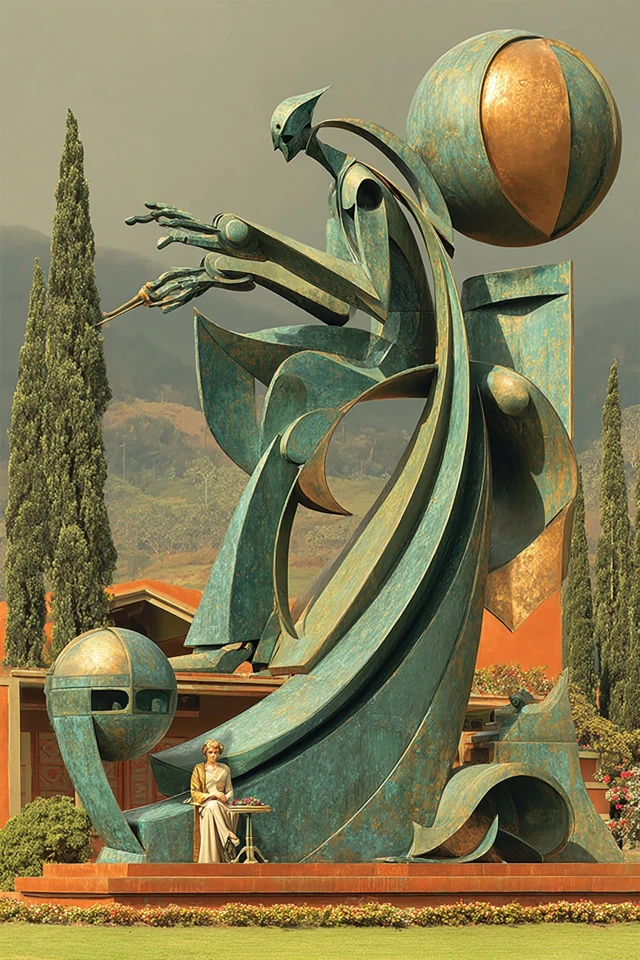 Bronze Sculpture in Modernist Style Abstract Art
