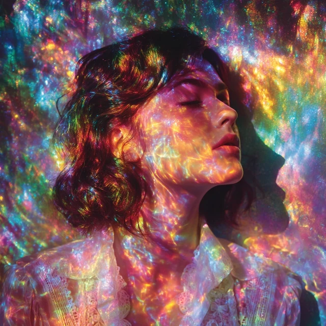 Iridescent Portrait Colorful Lights and Shadows
