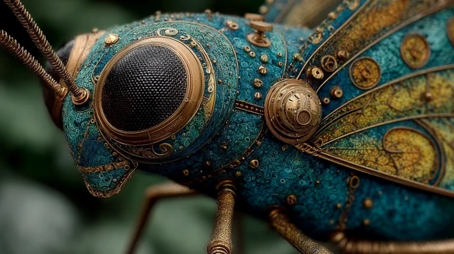 Steampunk Fairy Creature Metal Glass Insect Art