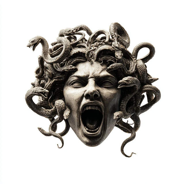 Medusa Head Sculpture Scary and Beautiful