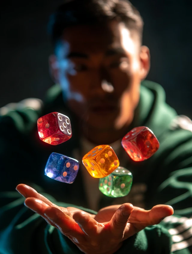 Man Playing Gonggi Dice Catching Game Studio Photo