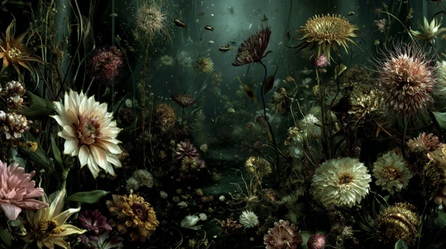 Surreal Landscape with Fairy Tale Blooms