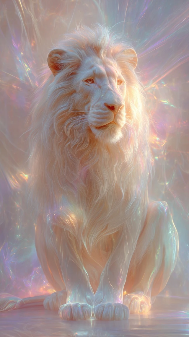 Mystical Lion Art Glowing Aura Sacred Divine