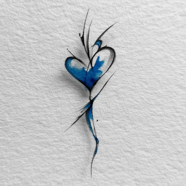 Indigo Blue Heart Tattoo Design Stylish and Simple