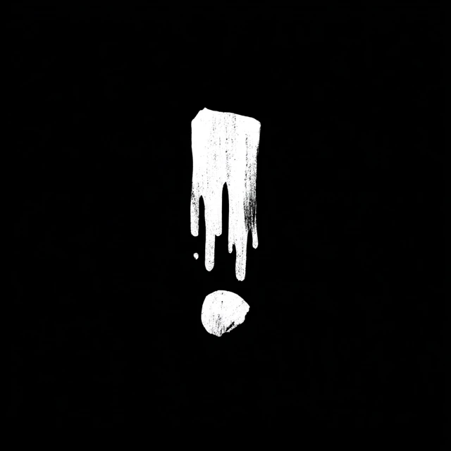 White Exclamation Mark Dripping Paint on Black