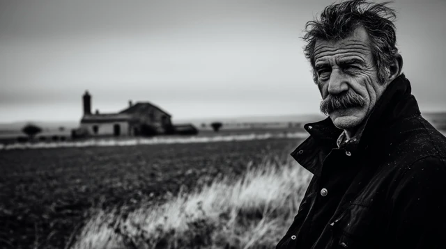 Man with Moustache in French Countryside