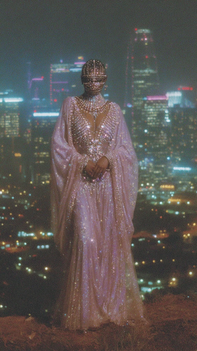 Cyberpunk Fashion with Neon Lights and Glitter