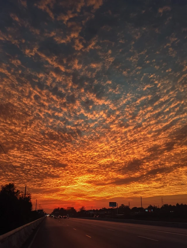 Roadside Sunset Orange Sky