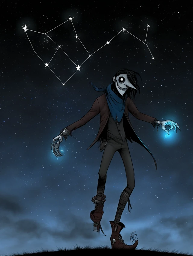 Fairy Rogue Trickster in a Starry Night Sky