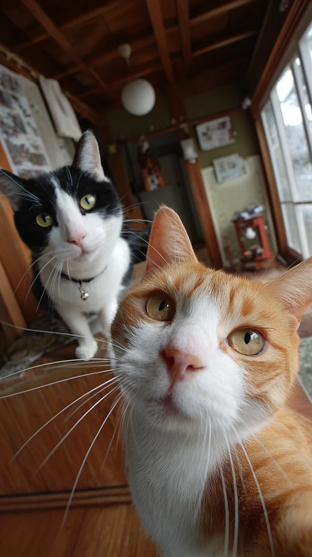 Cats Take Selfies Funny Poses in Japanese House