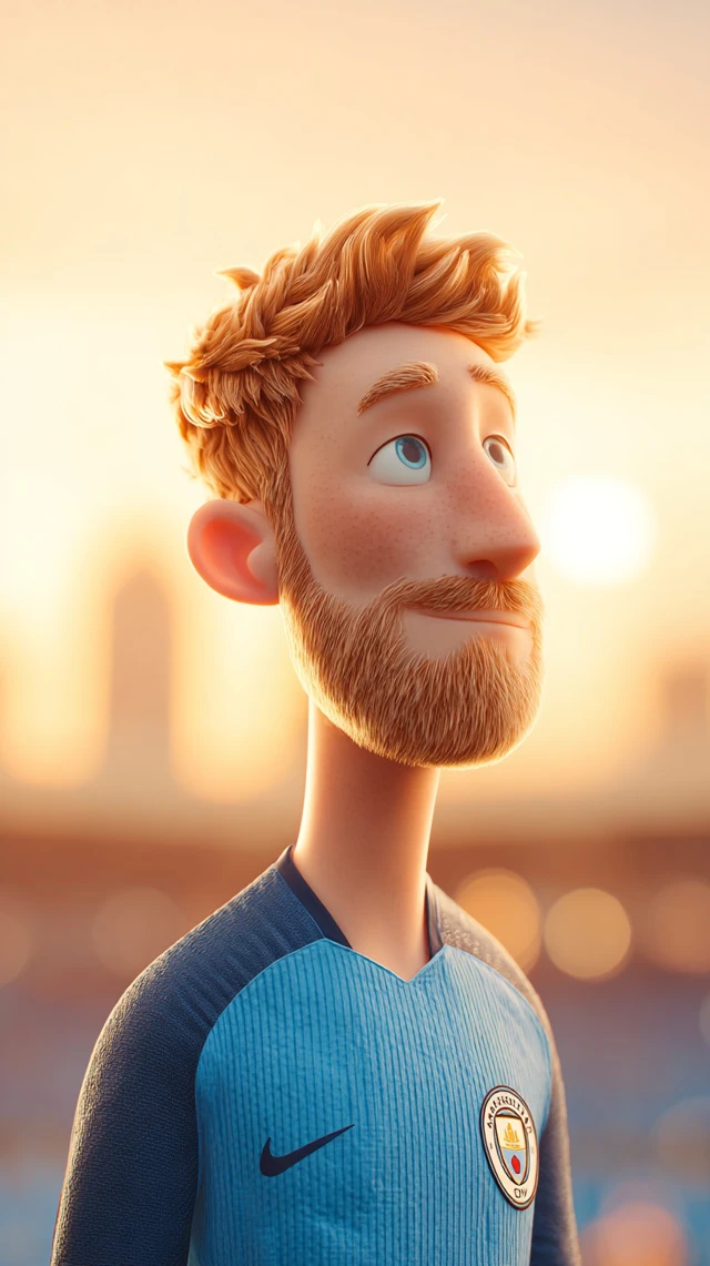 Kevin De Bruyne Cartoon Manchester City Sunset