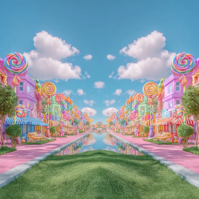 Fantasy Candyland Dreamscape Vibrant Colorful Scene