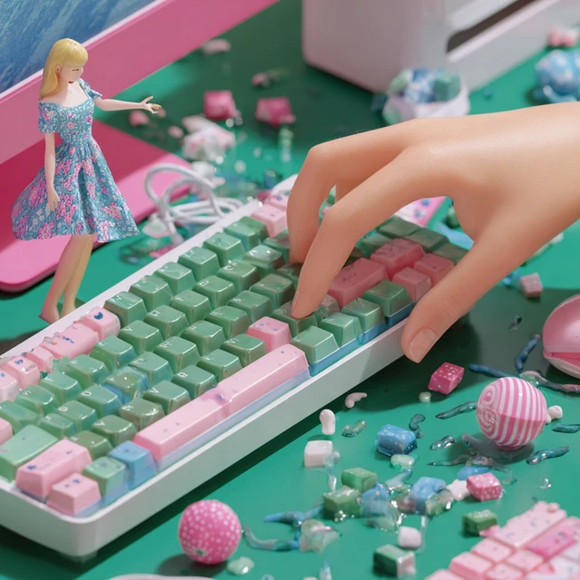 Cute Keycaps Keyboard with Slime Material