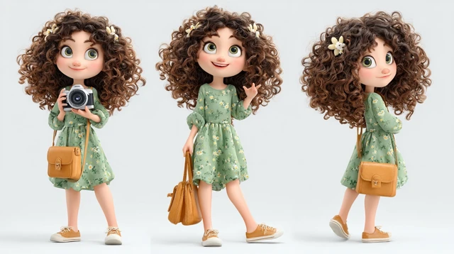 Cute Girl with Camera Disney Pixar Style 3D Character