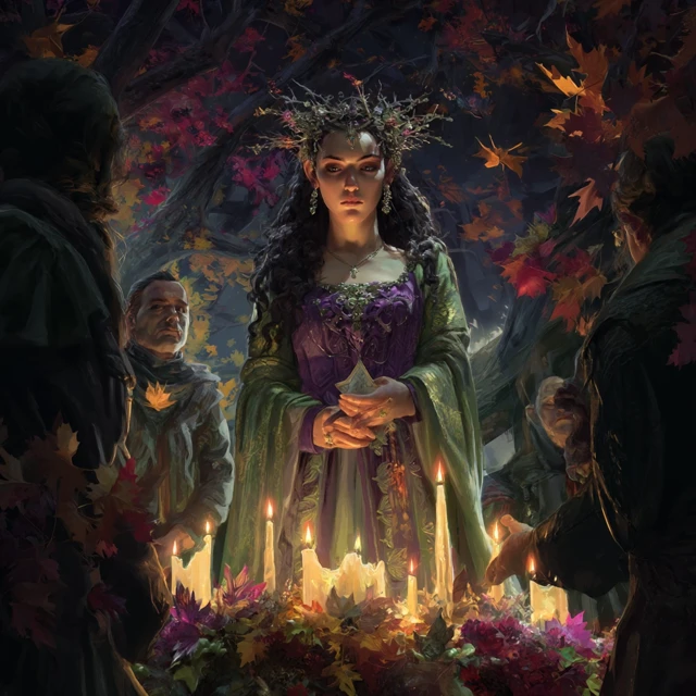Queen of Witches Performing Ritual Illustration