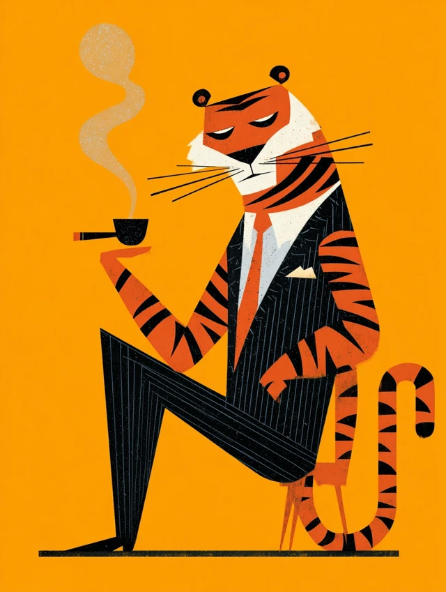Tiger Illustration in Distinctive Art Style