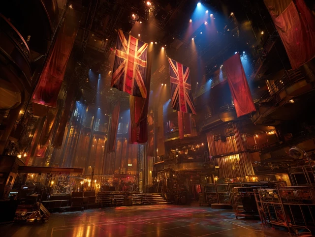 Theater Stage Design with Union Jack Flag