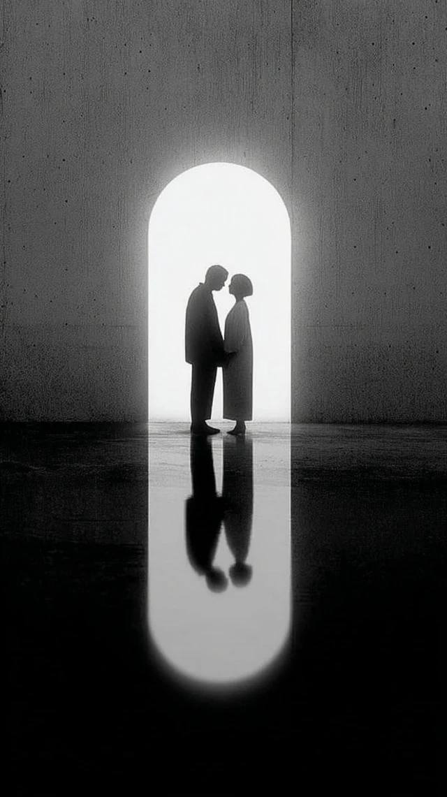 Minimalist Lovers Kissing Black and White Photography