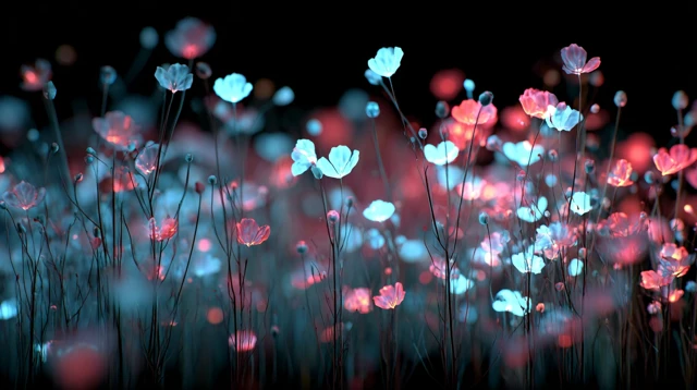 Glowing Glass Flowers Surreal Photo Realistic