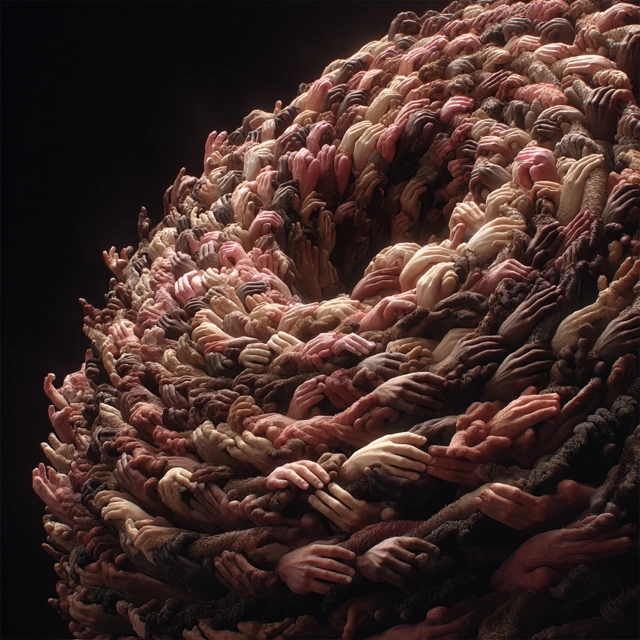 Interwoven Hands: A Photorealistic Spiral
