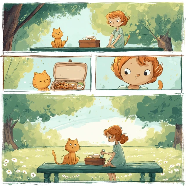 Cute Cartoon Cats: Summer Park Lunch Adventure