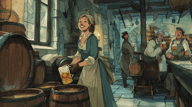 Margery the Brewer Enters the Kitchen Cartoon