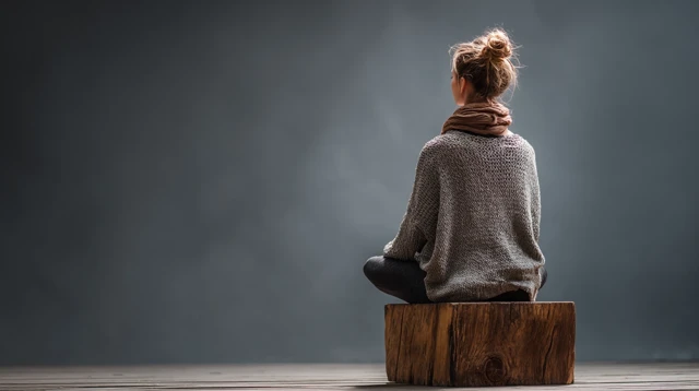 Young Woman Meditating Peacefully Rear View