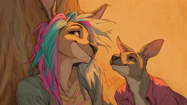Kangaroo-Human Hybrid Art: Jamie Hewlett Style