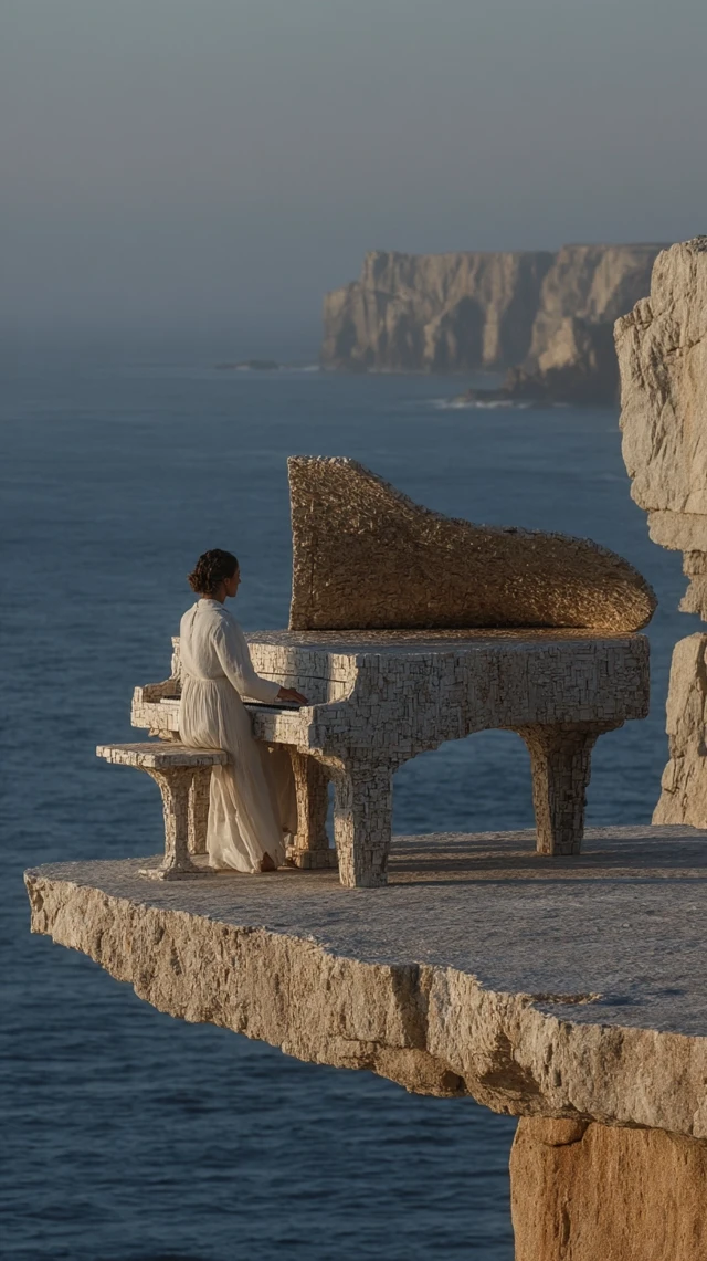 Piano on a Cliff A Poetic Scene