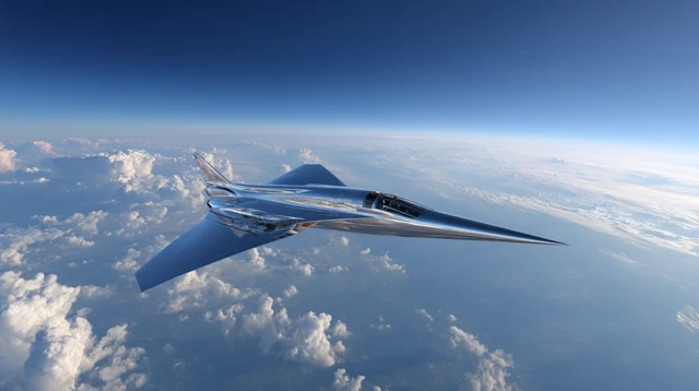 Futuristic Aircraft Soaring Above the Clouds