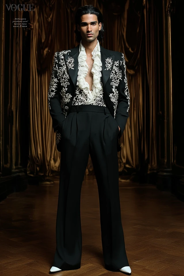 Elegant Mens Fashion Baroque Inspired Couture Suit Vogue