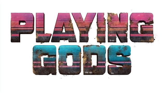 Playing Gods Cyberpunk 80s Retro Logo Vector