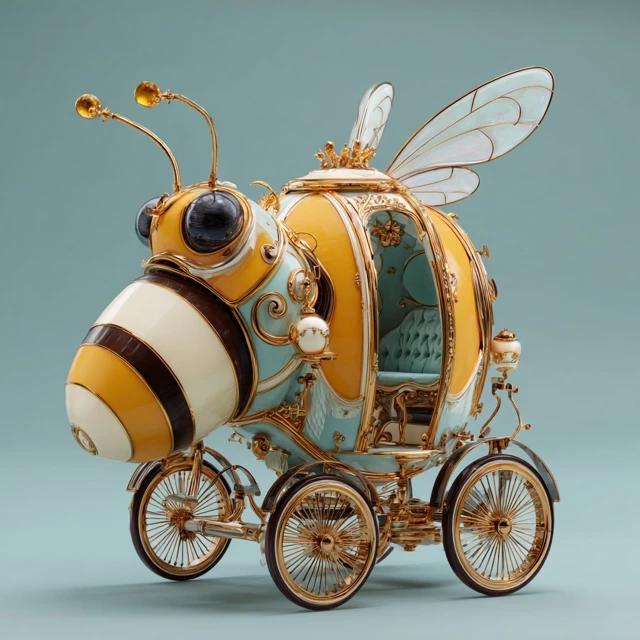 Bee Carriage Fairy Tale Cartoon Illustration