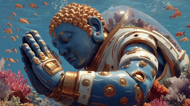 Underwater Buddha Robot: Sci-Fi Meditation