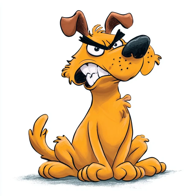 Angry Cartoon Dog Illustration Funny Grumpy Animal